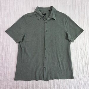 Buffalo David Bitton Mens Large Green Waffle Knit Short Sleeve Button Down Shirt